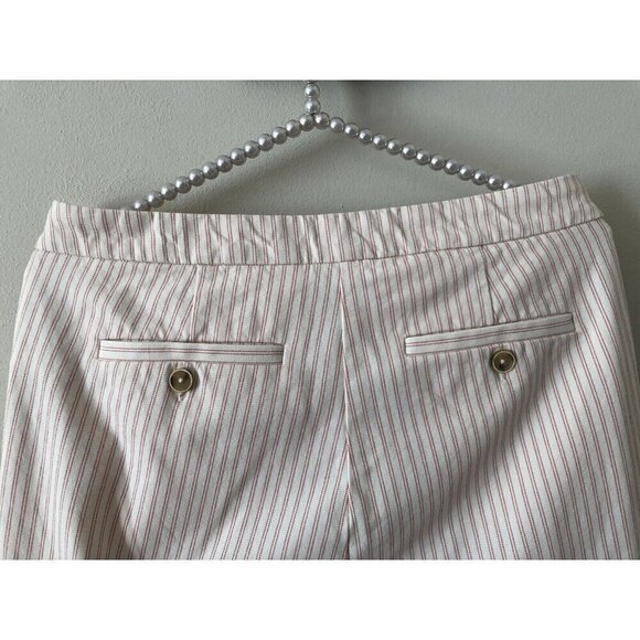 Anthropologie Size 6 The Essential Slim Cream Red Striped Pinstripe Ankle Pants - Picture 4 of 5